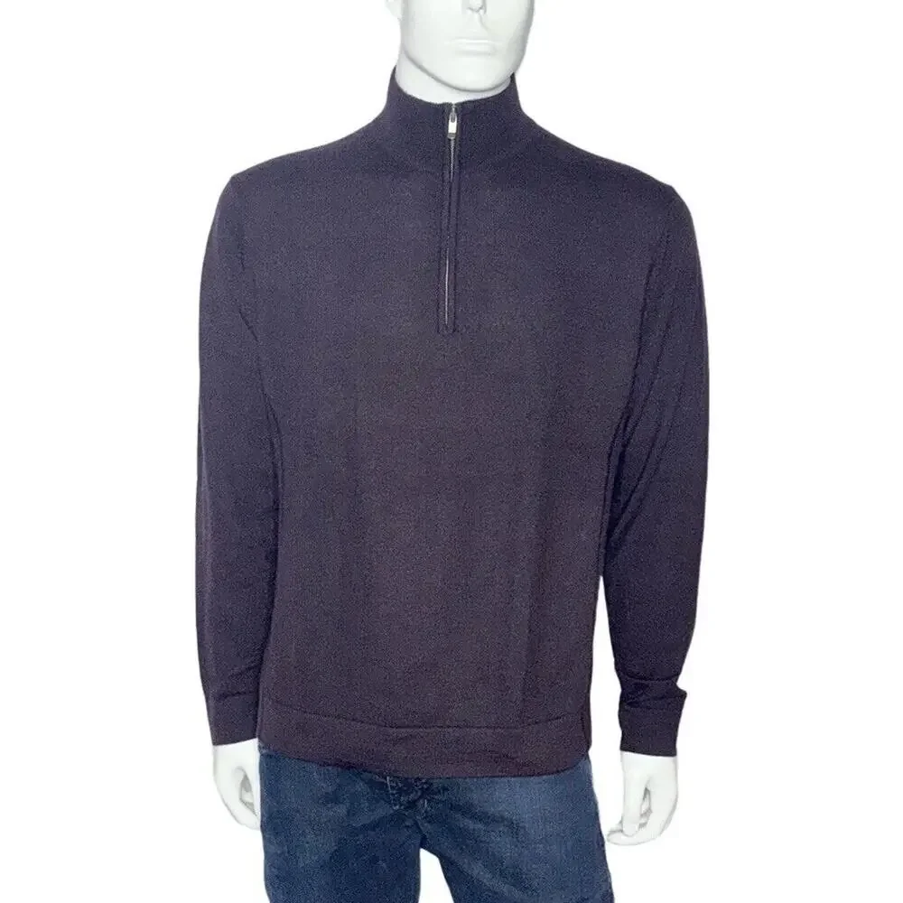 CALVIN KLEIN Extra Fine Merino Wool 1/3 Zip Pullover Sweater Men's‎ Size XL